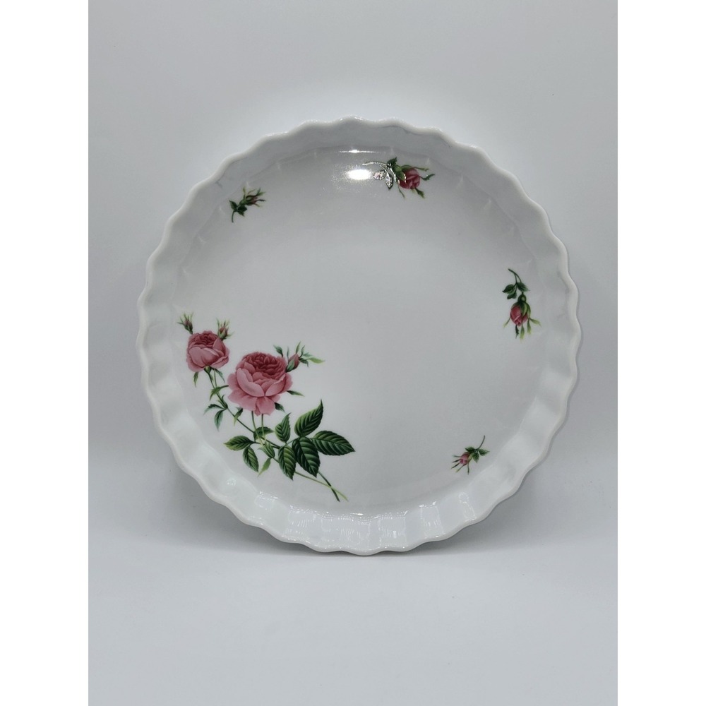 Christineholm Pink Rose Quiche Pie Tart Baking Dish 9.75"